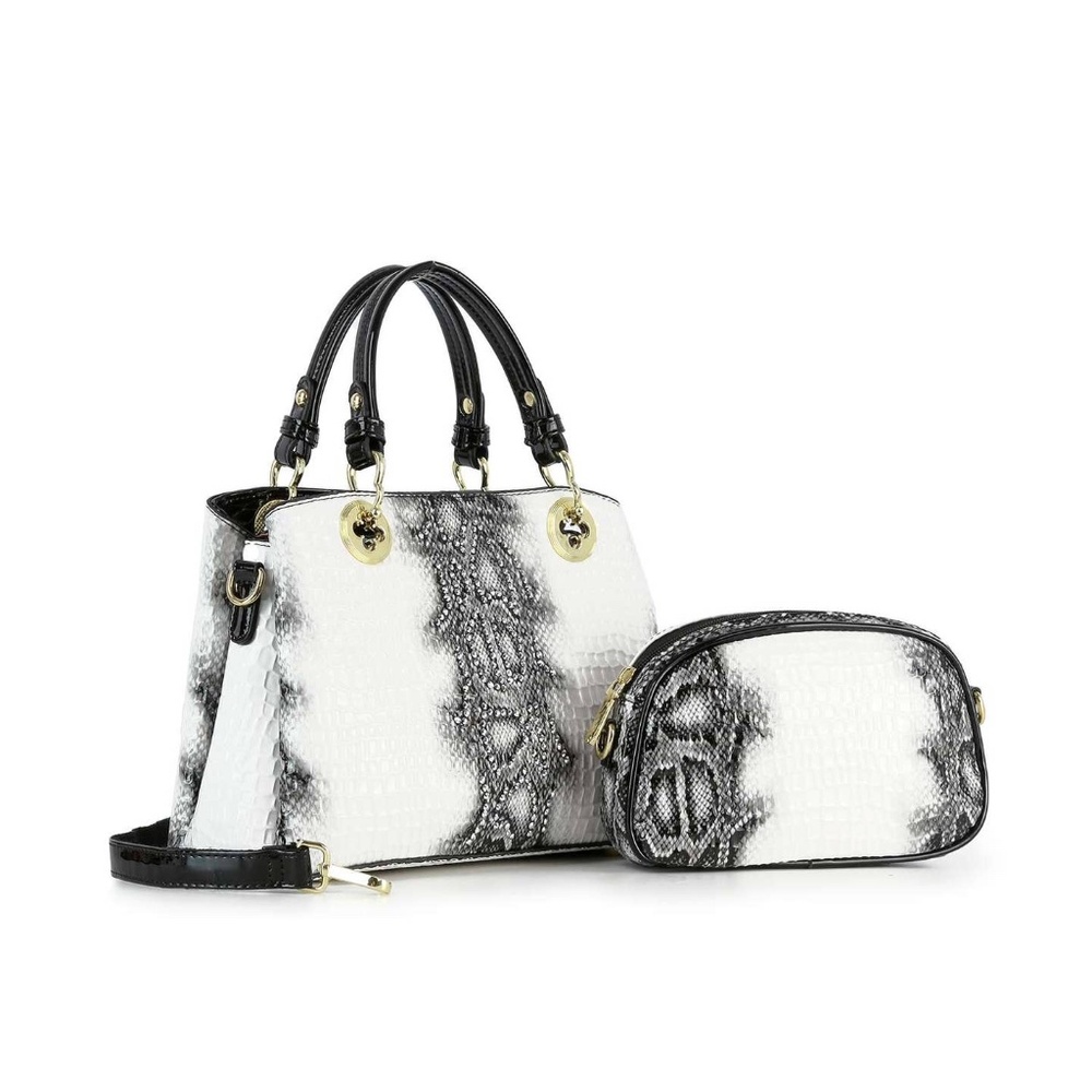 (NWT) Snake Print Embossed Hand Tote Set - Picture 2 of 3
